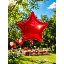 Parti Dükkanı Kırmızı 18 Inç Yıldız Folyo Balon Doğum Günü Parti Süsü