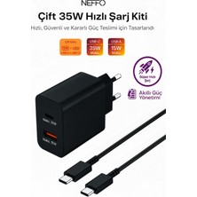 Neffo 35W Hızlı Şarj Seti Şarj Cihazı  Type-C Kablo | Usb-C 35W + Usb-A 15W | Süper Hızlı Şarj Adaptörü Şarj Aleti