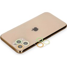 Royaleks Apple Iphone 11 Pro Max Renkli Kamera Lens Koruma Cam - Sarı-Turuncu
