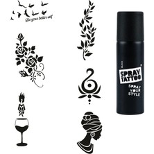 Renas Store Zarif Kadınlar Spray Tattoo Geçici Dövme Yapma Seti Dark Siyah