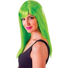 Renas Store Yeşil Renk Uzun Düz Parti Peruğu