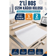 Haydi Dekor 2’li Boş Çizim Kağıdı Rulosu 45 cm × 2,5 Metre – Toplam 5 Metre Mimarlık, Mühendislik, Eskiz, Teknik Çizim ve Proje Kağıdı