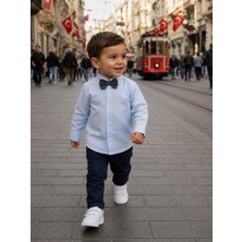 Mummys Love Erkek Çocuk Papyonlu Gömlek - %100 Doğal Pamuk - Mavi