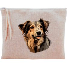 Renas Store Sevimli Köpek Baskılı Makyaj Çantası Bej, LH89012631927635712312