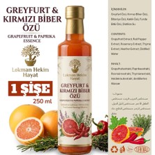 1 x 250 ml Greyfurt & Kırmızı Biber Özü - 5'i 1 Arada Bitkisel Öz Karışımı Lokman Hekim Hayat