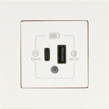 Renas Store Günsan Eqona Fildişi Beyazı 2 Çıkışlı USB Şarj Prizi Type C + Type A 20W