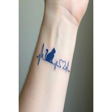 Renas Store Kedi Nabzı Minimal Yarı Kalıcı Geçici Dövme 1 Ay Kalıcı Yapıştırma Dövme 5x5 cm