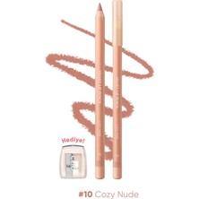 Renas Store Clıo, Kremsi Formüle Sahip Dudak Kalemi ve Kalemtıraş Seti Velvet Lip Pencil Set 10 Cozy Nude