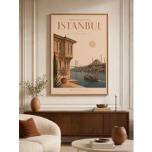 Rdekor Ahşap Çerçeveli Istanbul Boğazı ve Boğaziçi Temalı Vintage Dekoratif Duvar Tablosu - R0046