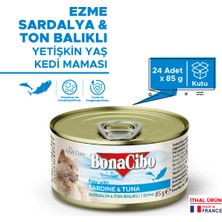 BonaCibo Ezme Sardalye ve Ton Balıklı Yaş Kedi Maması, 85 gr x 24 Adet