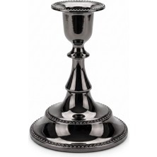 Rasha Collection 2'li Modern Metal Şamdan Seti Siyah Parlak Tasarım
