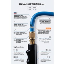 8 mm Hava Hortumu 10 Metre - Bez Takviyeli Esnek Pnömatik Kompresör Hortumu Mavi