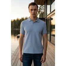 Süvari Regular Waffle Kumaş V Patlı Polo Yaka Nefes Alabilen T-Shirt