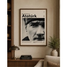 Rdekor Ahşap Çerçeveli Mustafa Kemal Atatürk Portreli Dekoratif Duvar Tablosu - R0042