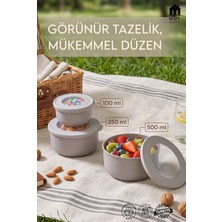 Muf Home 3'lü Pencereli Çok Amaçlı Saklama Kabı Seti - Erzak ve Atıştırmalık Düzenleyici (100ML + 250ML + 500ML) - Bpa Free