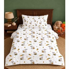 More Home Müslin Bebek Nevresim Takımı %100 Pamuk Havuç Yiyen Tavşan Krem