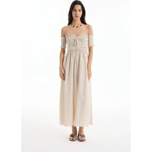 Quzu 24YELB00465 Elbise Bej