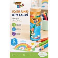 ArtMaster 12 Li Jumbo Kuru Boya Kalemi Teneke Kutu 1 Paket Bic Kalın 12 Renk Jumbo Kuruboya Tam Boy Renkli Kalem