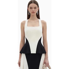 Jw Pei Je Pei Monokrom Panelli Peplum Kadın Bluz