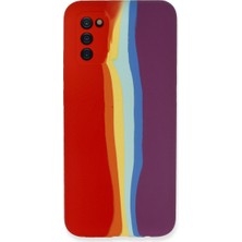 Galaxy A03S Kılıf Ebruli Lansman Silikon - Kırmızı-Mor