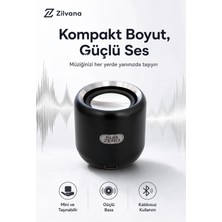 Zilvana Mini Kablosuz Hoparlör Güçlü Bass Tws ve Tf Kart Destekli Taşınabilir Siyah Speaker