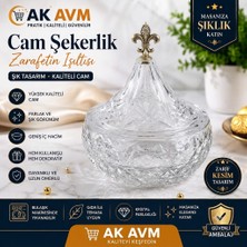Ak Avm Cam Şekerlik Kapaklı Kristal Görünümlü Lokumluk Çikolatalık Dekoratif Sunumluk