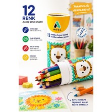 ArtMaster 12 Li Jumbo Kuru Boya Kalemi Teneke Kutu 1 Paket Adel Kalın 12 Renk Jumbo Kuruboya Tam Boy Renkli Kalem