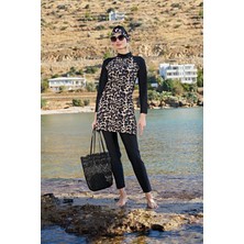 Ruko Maio 23126-1 Leopar Reglan Kol Tam Tesettür Mayo