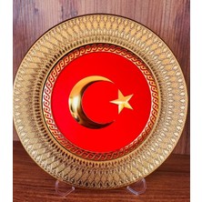 MYK Hediye ve Sanat Atölyesi Gurur Dolu Dokunuş 21 cm Türk Bayrağı Motifli Dekoratif Polyester Tabak