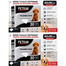 Petkar Köpek Tuvalet Pedi 60X90 cm | Köpek Alıştırma Pedi | Evcil Hayvan Çiş Pedi 30'lu (2 Adet)