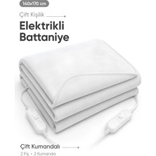 Beylini Omak Çift Kişilik Elektrikli Battaniye Çift Kumandalı Tam Güvenlikli Dayanıklı Çift Kademeli Termostatlı Elektrikli Yatak Isıtıcı 140X170 cm