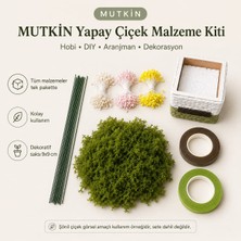 Mutkin Yapay Çiçek Yapım Malzeme Seti – 9x9 Saksı, Yapay Yosun, Çiçek Tohumu, Floral Bant ve Yeşil Tel Hobi Kiti