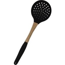 Cooker Bambu Saplı Silikon Kevgir Boy34 cm  CKR2319  Siyah Renk