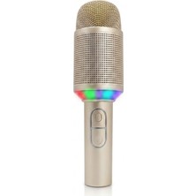 Kimiso H9 Rgb Işıklı Kablosuz Bluetooth Karaoke Mikrofonu Dahili Hoparlörlü Ses Değiştiricili Mikrofon