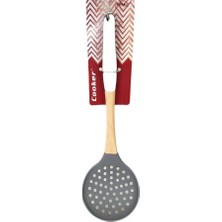 Cooker Bambu Saplı Silikon Kevgir Boy34 cm Gri  Renk CKR2319