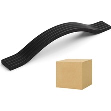 Renas Store Akasya Siyah Metal 128 mm 10LU Set Mobilya Kulpu Çizgili Model Dayanıklı Uzun Ömürlü Modern Tasarım