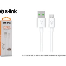 Renas Store S-Link SL-X201 1metre 2A USB To Micro USB Güvenli Hızlı Data + Sarj Kablosu