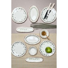 Renas Store Tabakevi Tabak Evi Stoneware Flower Green Kahvaltı Takımı 6 Kişilik 14 Parça