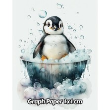 Renas Store Watercolor Penguin Graph Paper 1x1 Cm: 1cm Squared Grid Paper | Gift For People Who Love Birds, Marine Life Lovers | For Back To School, Office, Work | 8.5 x 11 Inches | 111 Pages | V2