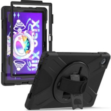 Renas Store Constraın - Lenovo Tab M10 Plus TB-125F - TB-128F ile Uyumlu Tank Kılıf Omuz Askılı 360 Dönen Standlı Zırh Kapak