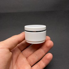 Renas Store 25 ml Kapaklı Gümüş Yaldızlı Beyaz Krem Kavanozu, 25 cc Boş Plastik Krem Kutusu x 10 Adet