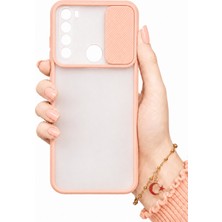 Noktaks Xiaomi Redmi Note 8 Uyumlu Kılıf Sürgülü Kamera Korumalı Mat Lensi Telefon Kılıfı - Pembe Açık