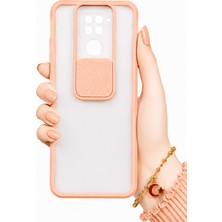 Noktaks Xiaomi Redmi Note 9 Uyumlu Kılıf Sürgülü Kamera Korumalı Mat Lensi Telefon Kılıfı - Pembe Açık
