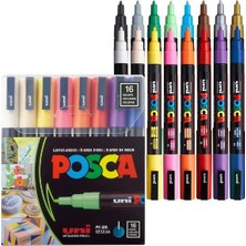 Uni-Ball Posca Pc-3m (0.9-1.3mm) Marker Kalem Seti 16 Renk