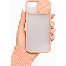 Noktaks iPhone 7 Uyumlu Kılıf Sürgülü Kamera Korumalı Mat Lensi Telefon Kılıfı - Pembe Açık