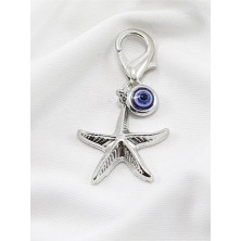 Biuti Metal Deniz Atı Nazar Boncuğu Klipsli Küçük Charm Anahtarlık Cüzdan Çanta Süsü