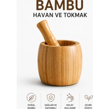 Alıç Bambu Havan ve Tokmak Seti – Ahşap Baharat Sarımsak ve Ot Ezici Mutfak Havanı