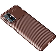 Galaxy M31S Kılıf Auto Focus Karbon Kapak - Kahverengi