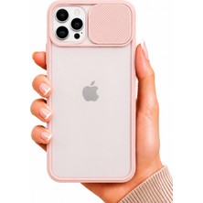 Noktaks iPhone 12 Pro Max Uyumlu Kılıf Sürgülü Kamera Korumalı Mat Lensi Telefon Kılıfı - Pembe Açık