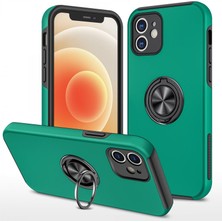 iPhone 12 Kılıf Elit Yüzüklü Kapak - Yeşil